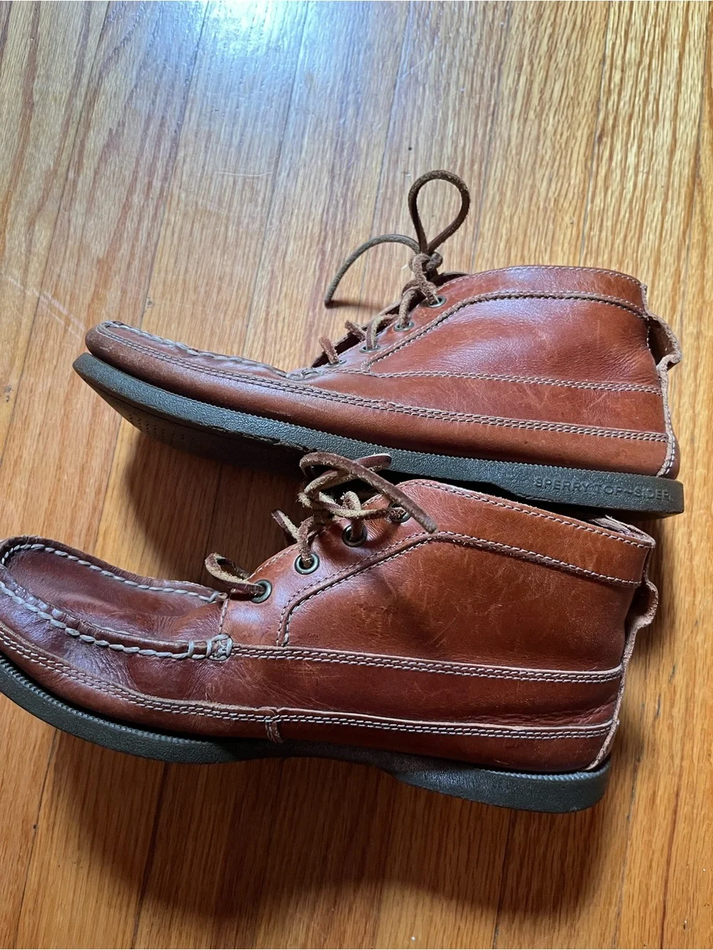 Sperry Brown Leather Moc Toe Boat Shoes